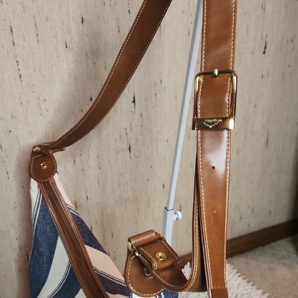 Capezio Blue and White Striped Crossbody Bag - Picture 5 of 9
